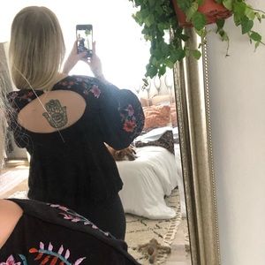Floral embroidered free people blouse